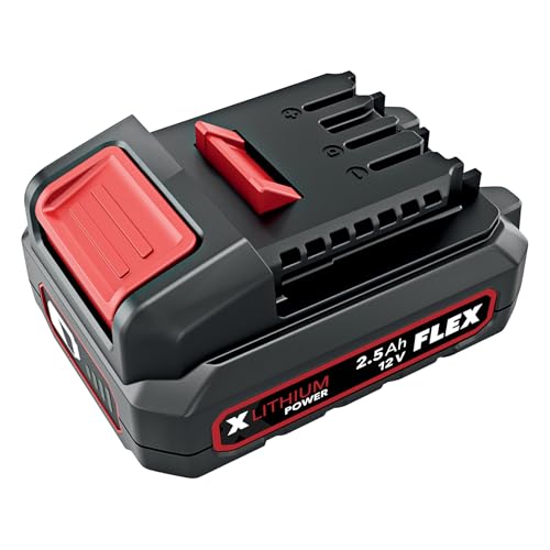 Flex Batería de Ion de Litio de 12 V, 2,5 Ah, batería de Herramientas con indicador de Carga, protección EMS y protección contra Polvo y Salpicaduras, batería de Repuesto 532290