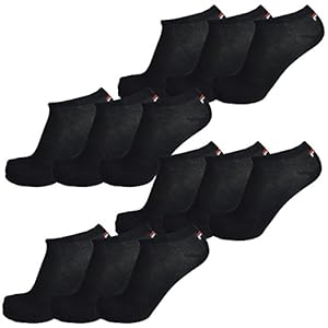 FILA Quarter Sokken Unisex, 3 paar – korte sokken, sport, logo-band, effen, 35-46, zwart, 35/38 EU