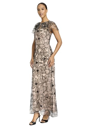 Maggy London Women's Ankle-Length Evening Gown-Cap Sleeves and Flowing A-line Silhouette-Elegant Keyhole Back Formal Dress2