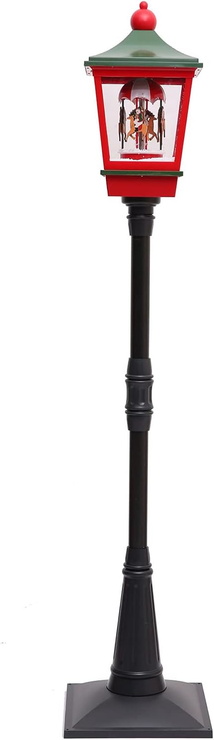 AIZYR Christmas Street Lamp, Christmas Snow Globe Street Lamp with LED Light, Play Musical and Snowing for Home Decor & Christmas Gift,B