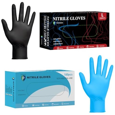 PROMEDIX P 100 Count Black Nitrile Gloves & 100 Count Blue Nitrile Gloves - Size Large Cover