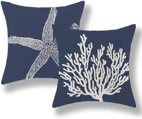 18x18 Decorative Throw Pillow Covers – Coral Ocean Sea Turtle Cushion Cover, Embroidered, Multicolor