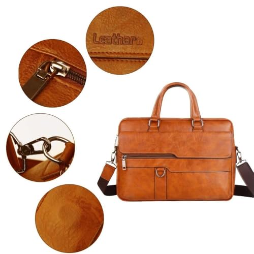 Image of CAVALO - Be Unique Leather Men's Laptop Bag Retro Messsenger Bag Men's Handbag Crossbody Bag Personality Briefcase (upto 14 inch) | Premium PU Leather