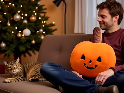 Image of Ryttir 15.7 Inch Big Creative 3D Simulation Halloween Pumpkin Pillow,Fluffy Cars Pillow Outdoor Cushions for Car Owners,Cuddle Companion for Age 0+(Birthday Gender Neutral Gift)
