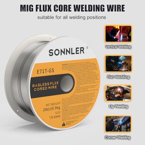 Image of 3 Packs 2-Pound 035 Flux Core Welding Wire,SONNLER E71T-GS Mig Welding Wire | Low Splatter Gasless Carbon Steel Mig Welding Wire Compatible With HF Fourney Harbor Welder