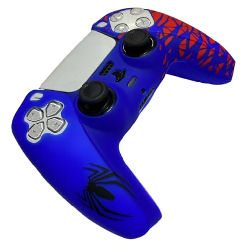 Image of TMG PS5 Controller Skin Spider-Man Theme Silicone Pecial Edition Protective Skin Case Cover for PS5 Controller with 2 Thumb Grip Caps (Blue)
