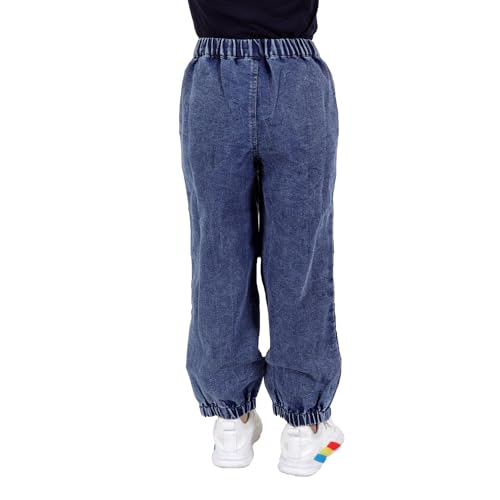 Image of superminis Girls Denim Jeans | Stretchable Blue Cat Print Jeans for Girls 3-10 Years | Soft Comfortable Kids Denim Pants for Casual