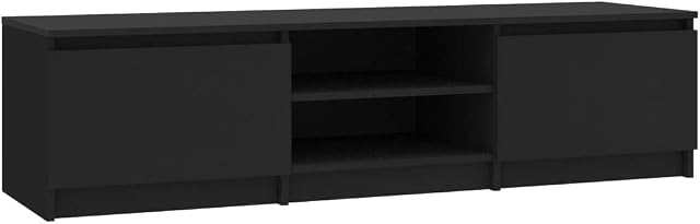 vidaXL TV Cabinet Entertainment Centre Sideboard Media HiFi Unit Living Room Furniture Home Indoor Storage Chest Black Engineered Wood