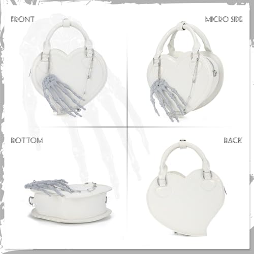 KUANG! Halloween Handbag Skull Hand Purse Heart Shaped Tote Bag Leopard Print Shoulder Crossbody Purse for Women3