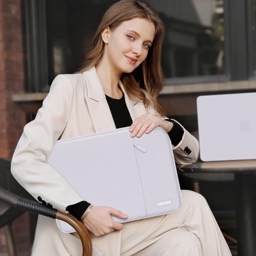 Image of MOSISO Laptop Case 13.3 inch, 13-13.3 inch Laptop Sleeve Compatible with MacBook Air /Pro 13 /Pro 14 M5 M4 M3 M2 M1, HP Dell ASUS Lenovo,Polyester Vertical Computer Sleeve Bag with Pocket, Dusty Lilac