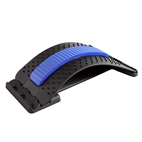 Back Stretching Massager Device Back Massager for Bed & Chair & Car,Multi-Level Lumbar Support Stretcher Spinal, Lower and Upper Muscle Pain Relief(Black with Blue)