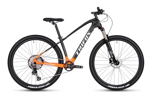 TRIFOX M2 Carbon Fiber Mountain Bike, 12 Speed â€‹â€‹Disc Brake Mountain Bike, with Shimano Deore Groupset, Carbon Fiber Frame, Hydraulic Fork, 17/19 inch MTB Bicycle for Adult