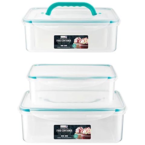 Homeshopa Premium Airtight Food Storage Containers Set of 2, Large Lunch Boxes with Carrying Handle, Reusable Plastic Containers with Lids, Leakproof, BPA Free, Dishwasher, Freezer, Microwave Safe Cover