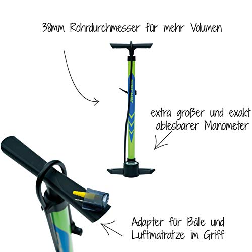 FISCHER 50471 Standpumpe Volume Plus | Trekking-Räder und MTBs | fester Standfuß | großer Manometer | 5,5 Bar | perfect 