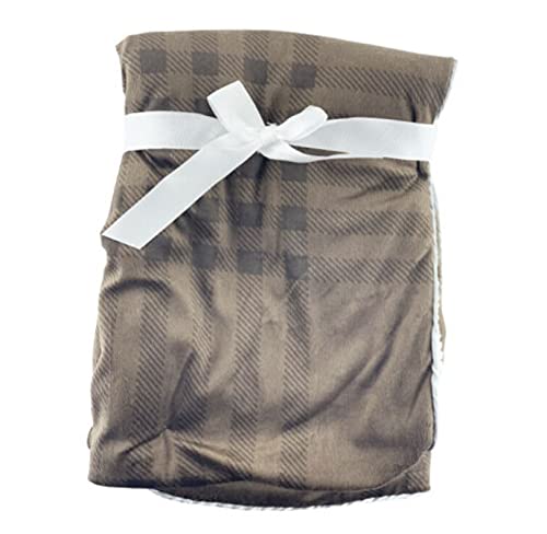 E&A Distribution Limited Baby Blanket for Newborn Toddler 75x100cm Soft Crib Pram Baby blanket Boy and Girl- Tartan baby blanket Fur back (Brown)