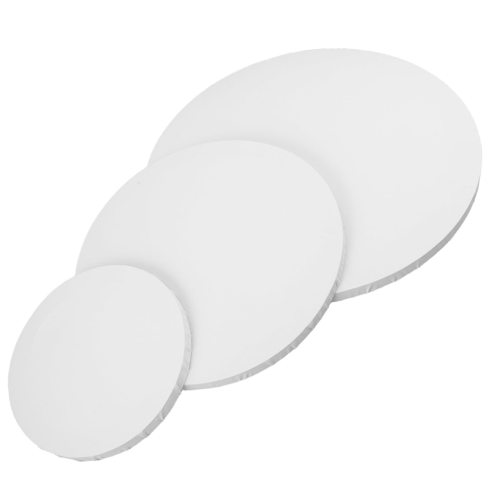 Lurrose 3 Pièces Toiles Circulaires en Coton Fin avec Cadre en Bois Massif, Diamètres 20 Cm, 30 Cm et 40 Cm, Toile Encadrée pour Peinture à Huile, Châssis Solide pour Projets Artistiques