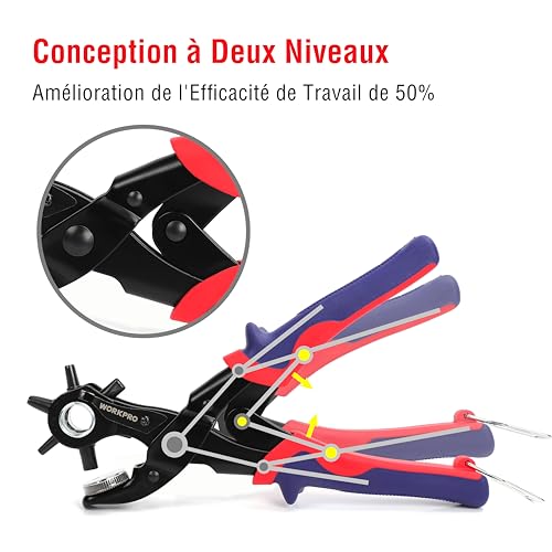 WORKPRO Pince Perforatrice avec 6 Tailles de Poinçon Interchangeables – vue 2