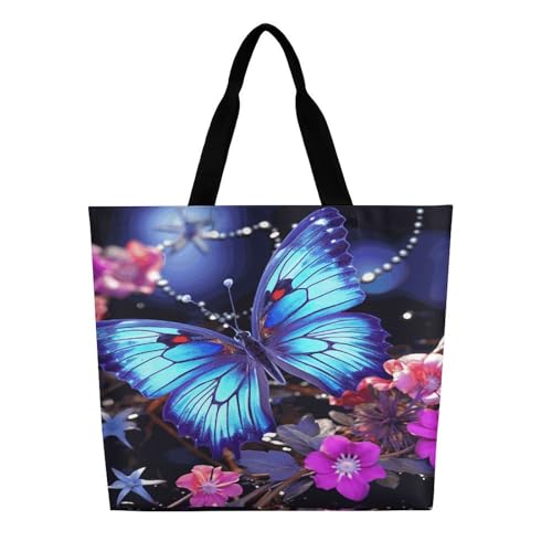 Women's Multi-Functional Shopping Bag，Beauty Butterfly Printing Messenger Bag Shoulder Bag for Travel, Work, Shopping & Parties with Inner Pocket, Grocery Bag Lightweight & Water-Resistant3