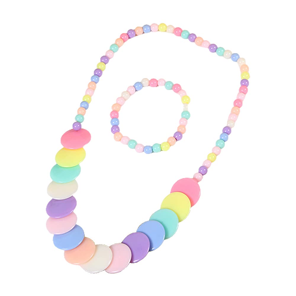 SYGA Candy Necklace Childrens Spot Jewelry Beads Necklace Bracelet Two-piece Set For Kids, Girl, Gift, Party - Disc (B09YYH5X5F) Amazon Price History, Amazon Price Tracker