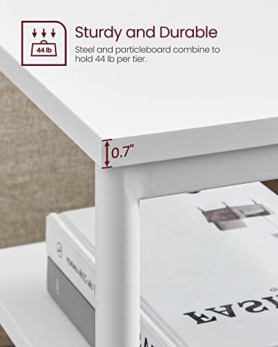 Image of VASAGLE BARNET Collection - Side Table, Small End Table for Living Room, Modern Tall Nightstand, Bedroom, Office, Bathroom, Steel Frame, Cloud White ULET273W14