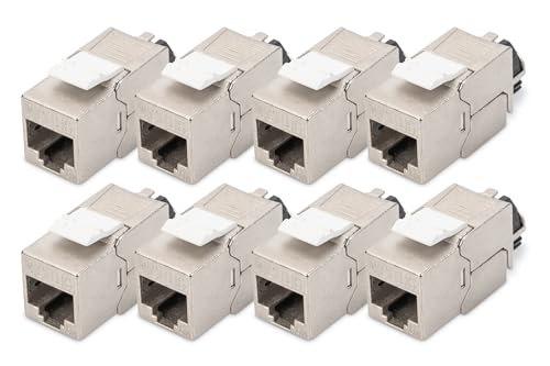 DIGITUS Keystone Module Cat-6A Blindé - 8 pièces - RJ45 - Compatible Design - 500 MHz 10GBase-T - Montage sans Outils