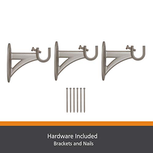 Kenney 5/8" Fast Fit Milton Easy Install Curtain Rod, Pewter, 36"-66" #TOP3