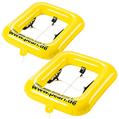 PEARL Bierkasten Schwimmring: 2er-Set Getränkekasten-Schwimmringe (Bierkasten Pool, Bierschwimmring, Getränkehalter)