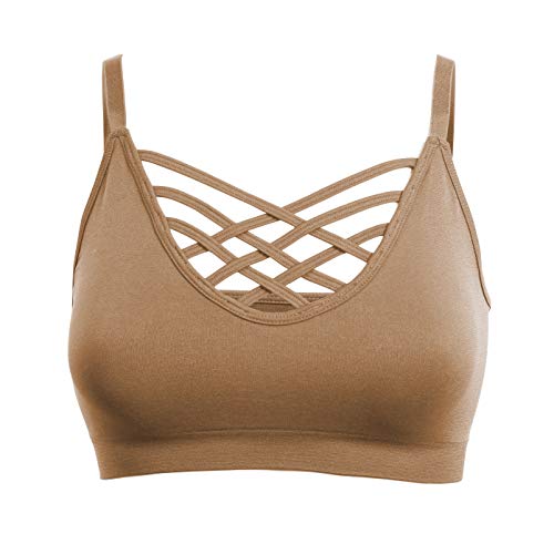 Womens Comfort No Pad Seamless Crisscross Cutout Strappy Bra Crop Top Cage Bralette Adjustable Strap - Image 3