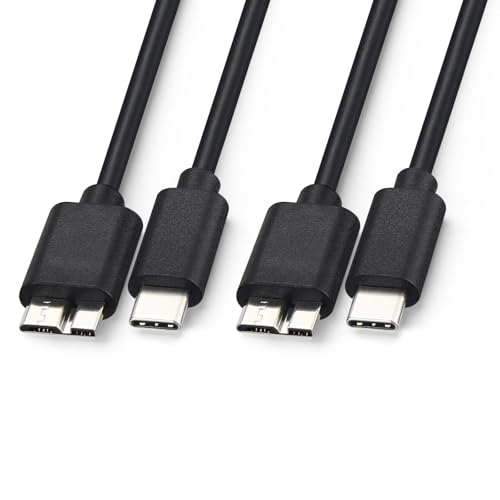 Smays 2-Pack External Hard Drive Cable, USB 3.0 Micro B to USB C Data Cord for Seagate, Toshiba, Western Digital WD My Passport, LaCie, 3 ft