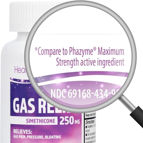 Image of HealthA2Z Gas Relief, Simethicone 250mg, Fast Acting Gas Relief, Bloating, Pressure, Discomfort, 200 Softgels (Pack of 2)