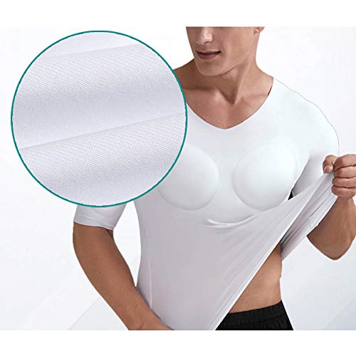 Men Shaper False Muscle Chest T-Shirt Fake Shoulders Padded Underwear Compression T-Shirts3