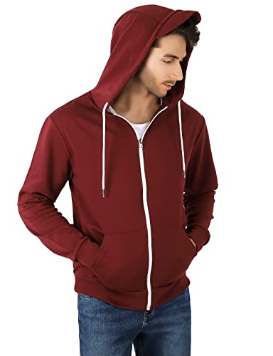 Ohoo Men's Slim Fit Water-Resistant Zip Up Hoodie Sweatshirt Jacket with Pockets and Hood Visor