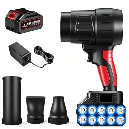 35.000 U/Min Kabelloser Turbo-Ventilator, 800 W Superstarker Elektrischer Handventilator Mit Akku, Schnee- Und Laubbläser, Für Gartenreinigung Und Staubentfernung (+3 Nozzles)