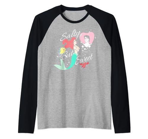 T-shirt raglan Ariel et Éric Disney mode baseball pour adulte