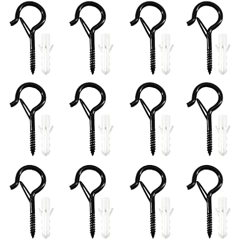 Medifier 12Pcs Q Hanger Screw Hooks Outdoor Heavy Duty Q Ceiling Hanger Hooks with Safety Buckle for Outdoor Hanging Plants, Led Lights, Christmas Lights Cover