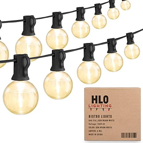 Vacation Lighting Outlet Out of doors String Lights | 100 Ft G40 Globe Lights |100 Hanging Out of doors Lights for Patio Lights, Bistro Lights, Gazebo Lights, Pergolas, & Extra | E12 Socket Base | Black Wire