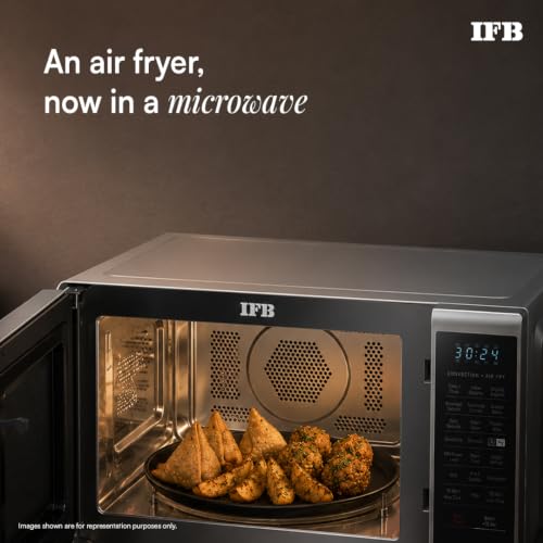 Image of IFB 28 L Convection Microwave with Air Fry, Grill & Multi-Stage Cooking, Fermentation, Homemade Paneer /Ghee Modes, 300 Auto Cook Menus (28SC5, Silver, Weight Defrost, Steam Clean, 10 Power Levels)