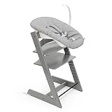 Silla Tripp Trapp de Stokke (Gris Tormenta) con Newborn Set (Gris) - Para recién nacidos hasta 9 kilos - Acogedor, seguro y fácil de usar
