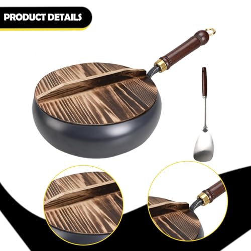 Wok chino con tapa de madera 24 cm mango ergonómico miniatura 2