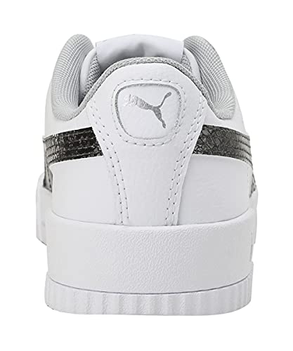 Image of Puma Women's Carina L Snake FS White-Gray Violet-Silver Leather Sneaker-3 UK (38238402)