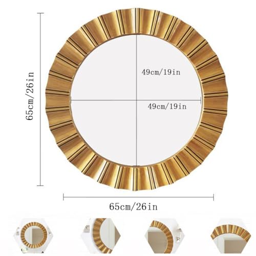 Miroir rond doré 26 pouces avec cadre géométrique chic - 6