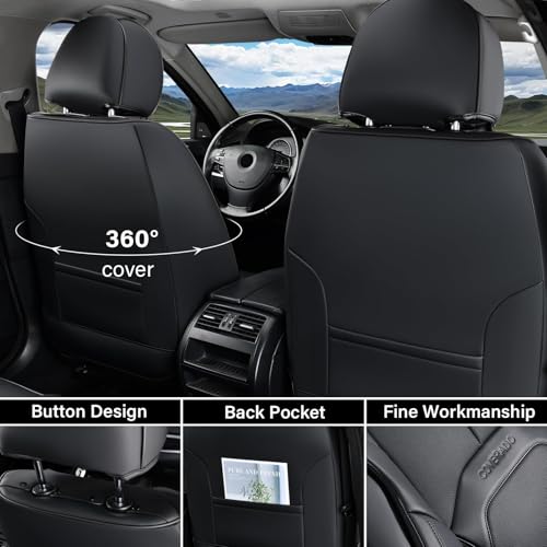 Image of Coverado Seat Covers, Car Seat Covers Front Seats, Premium Nappa Leather Seat Covers for Cars, Waterproof Car Seat Protector with Lumbar Support, Front Seat Covers Universal Fit for Most Cars (Black)