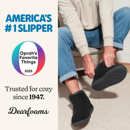 Image of Dearfoams Men's Memory Foam Indoor House Slippers Brixen Ankle Boot House Shoes - Gifts for Men