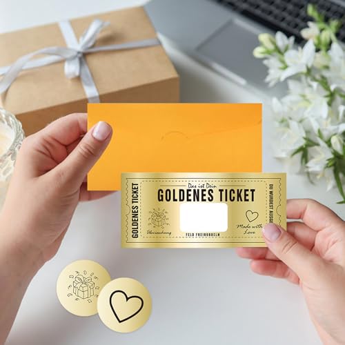 SZSMW 12 Gutschein Rubbelkarte - Golden Ticket - Gutschein Selbst Gestalten - Zur Verwendung Bei Familienfeiern, Klassenzimmern, Restaurants, Geburtstagsfeiern Oder Anderen Feiertagsveranstaltungen