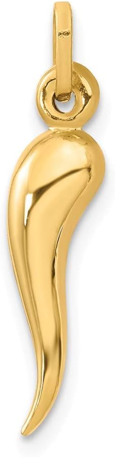 Solid 14K Yellow Gold Italian Horn Charm