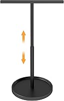 STWWO 16.5" Adjustable Hand Towel Stand Holder - Retractable T-Shape Rack for Bathroom Kitchen Countertop, Matte Black