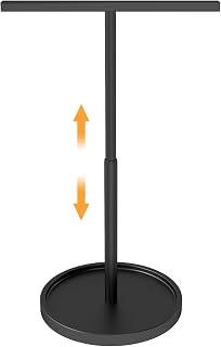 STWWO 16.5" Adjustable Hand Towel Stand Holder - Retractable T-Shape Rack for Bathroom Kitchen Countertop, Matte Black