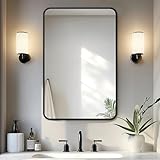 Delma Bathroom Vanity Mirror, Black Framed Bathroom Mirror for Over Sink, High-Definition Bathroom Mirror, Versatile Bathroom Vanity Mirror, Hangs Horizontally or Vertically(30x20, Black)