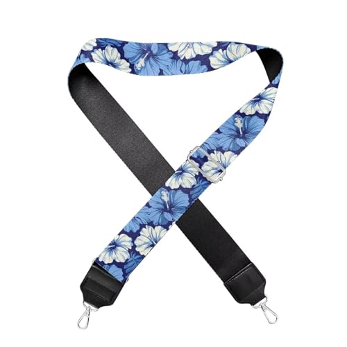 Image of GLENLCWE Blue Hibiscus Flower Wide Purse Strap Replacement Crossbody Adjustable Bag Straps Replacement Handbag Shoulder Strap