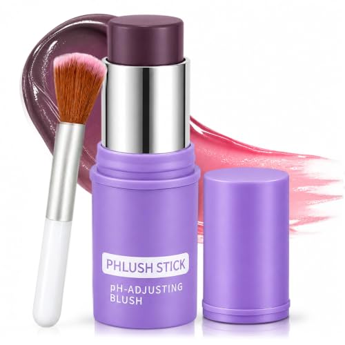 Image of Colour Changing Blush Stick, Cream Blush for Cheeks and Lips, Buildable Colour with Soft Blending Brush,for Long Lasting Buildable Cheek Tint,Compact for Handbag